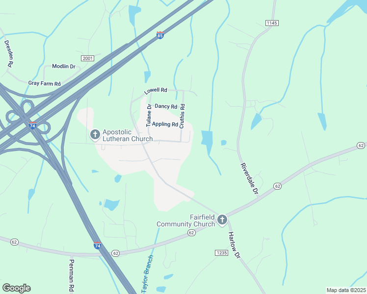 map of restaurants, bars, coffee shops, grocery stores, and more near 7005 Cruthis Road in High Point