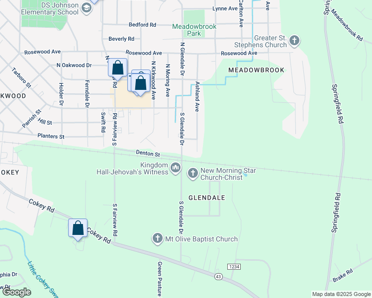 map of restaurants, bars, coffee shops, grocery stores, and more near 141 South Glendale Drive in Rocky Mount