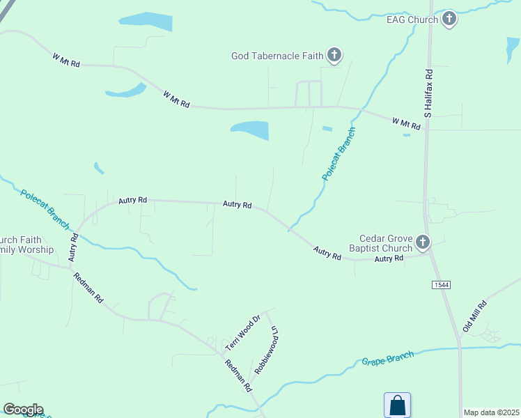 map of restaurants, bars, coffee shops, grocery stores, and more near Autry Road in Rocky Mount