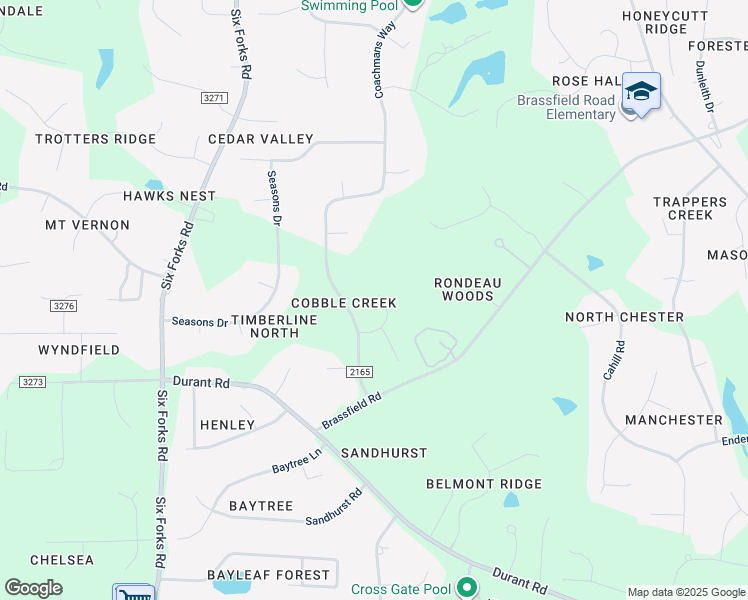 map of restaurants, bars, coffee shops, grocery stores, and more near 617 Great Pine Way in Raleigh