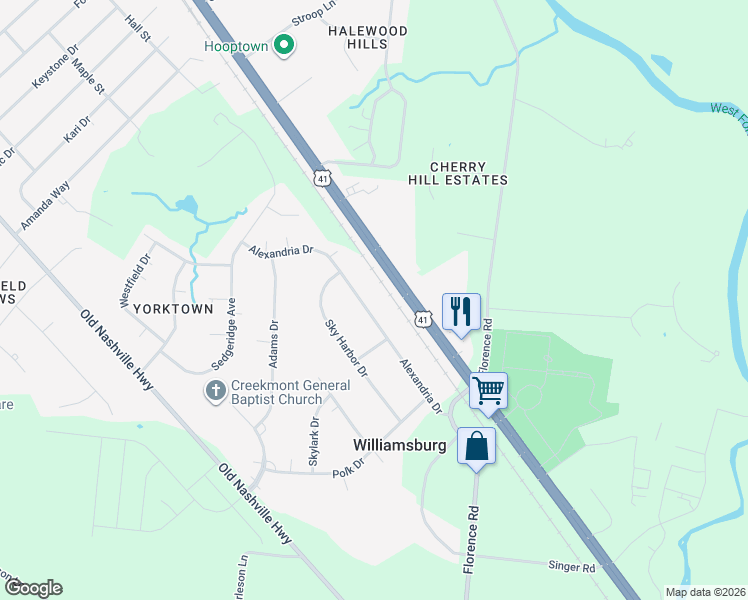 map of restaurants, bars, coffee shops, grocery stores, and more near 5631 Northwest Broad Street in Murfreesboro