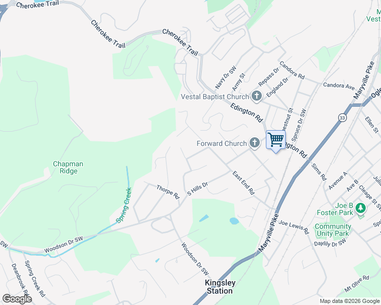 map of restaurants, bars, coffee shops, grocery stores, and more near 1920 Southdale Road Southwest in Knoxville