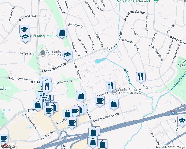 map of restaurants, bars, coffee shops, grocery stores, and more near in Knoxville