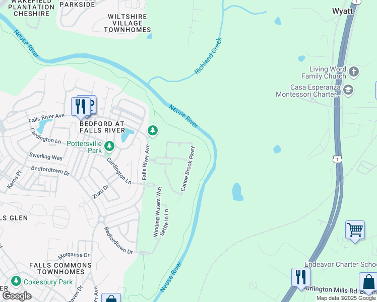 map of restaurants, bars, coffee shops, grocery stores, and more near 3304 Magical Place in Raleigh