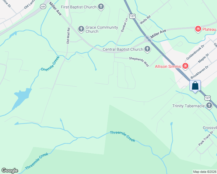 map of restaurants, bars, coffee shops, grocery stores, and more near 223 Grove Loop in Crossville
