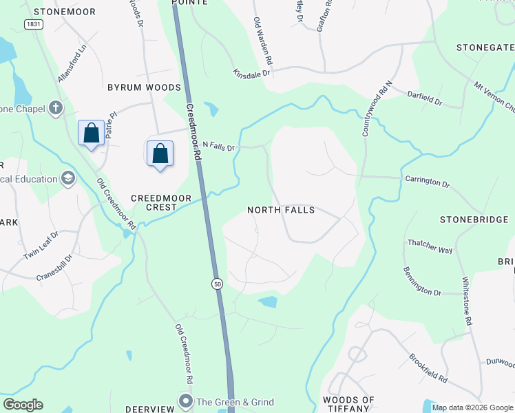 map of restaurants, bars, coffee shops, grocery stores, and more near 5428 Winding View Lane in Raleigh