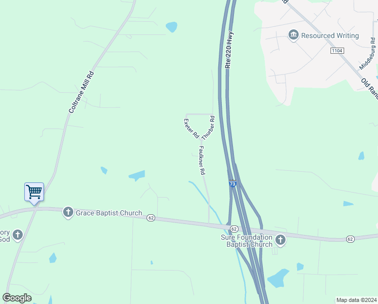map of restaurants, bars, coffee shops, grocery stores, and more near 7006 Faulkner Road in Randleman