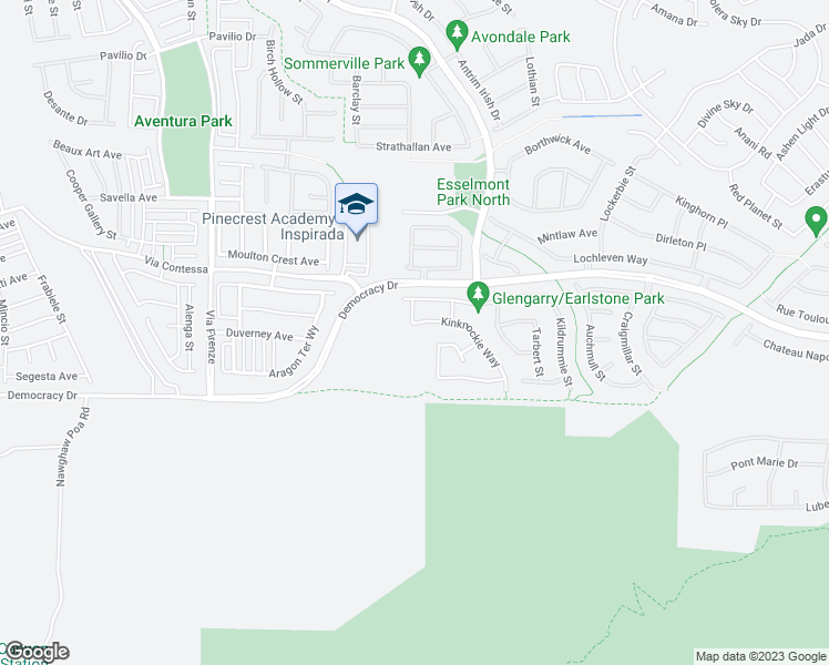 map of restaurants, bars, coffee shops, grocery stores, and more near 2879 Kinknockie Way in Henderson