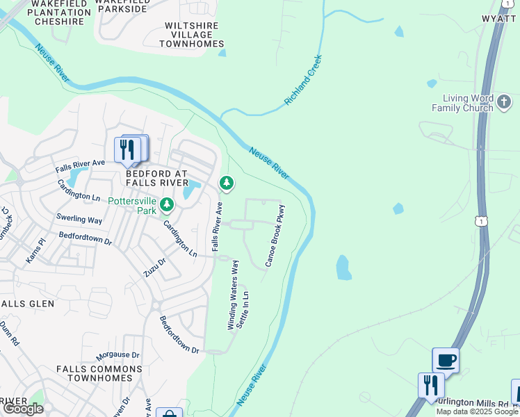 map of restaurants, bars, coffee shops, grocery stores, and more near 3301 Magical Place in Raleigh