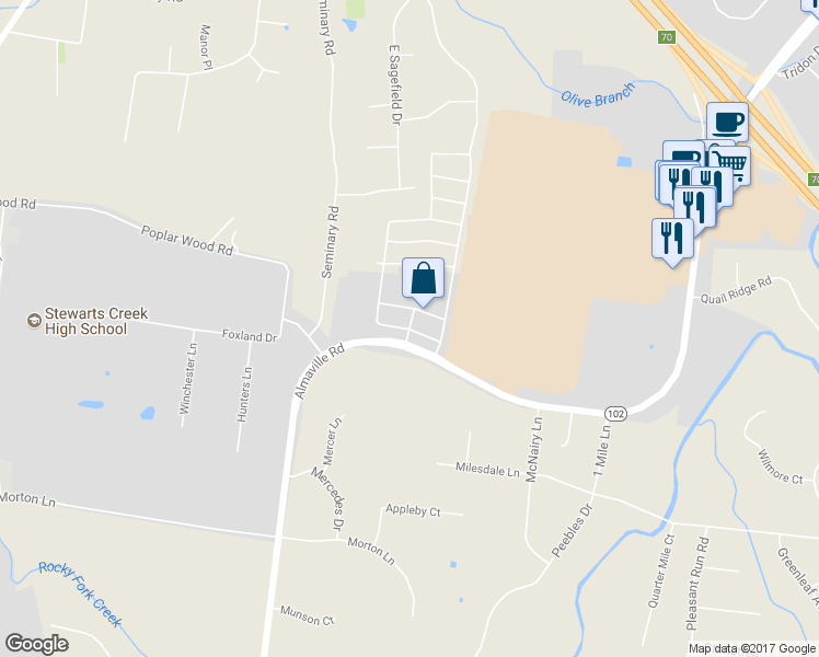 map of restaurants, bars, coffee shops, grocery stores, and more near 105 Point Given Way in Smyrna