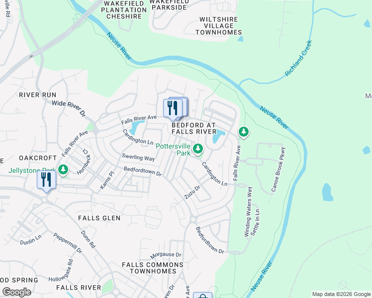 map of restaurants, bars, coffee shops, grocery stores, and more near 2511 Happy Lane in Raleigh