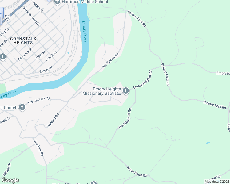 map of restaurants, bars, coffee shops, grocery stores, and more near 313 Emory Heights Road in Harriman