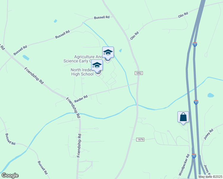map of restaurants, bars, coffee shops, grocery stores, and more near 156 Raider Road in Olin