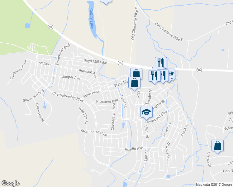 map of restaurants, bars, coffee shops, grocery stores, and more near 107 Pearl Street in Franklin