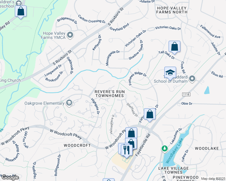 map of restaurants, bars, coffee shops, grocery stores, and more near 52 Citation Drive in Durham