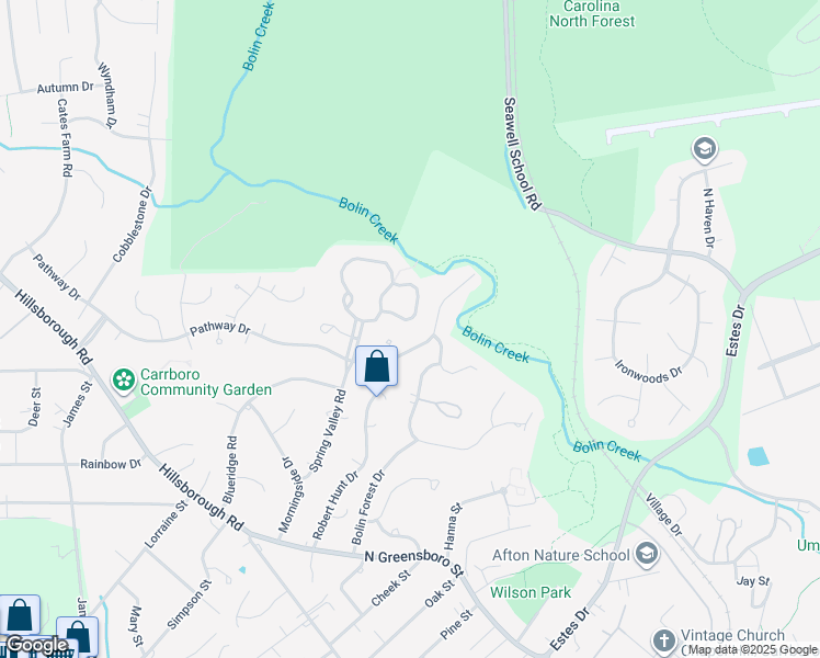 map of restaurants, bars, coffee shops, grocery stores, and more near 110 Creekview Circle in Carrboro