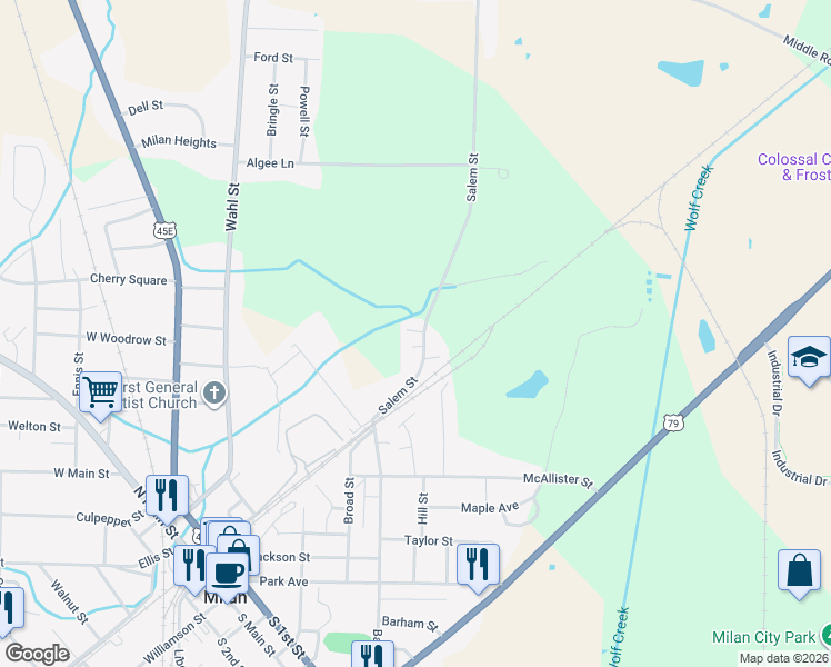 map of restaurants, bars, coffee shops, grocery stores, and more near 1071 Salem Street in Milan