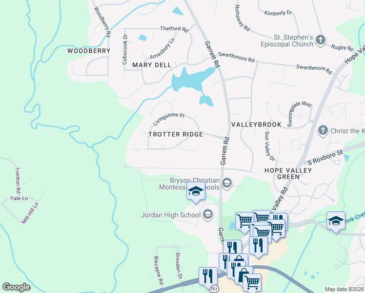 map of restaurants, bars, coffee shops, grocery stores, and more near 1 Cotswold Place in Durham
