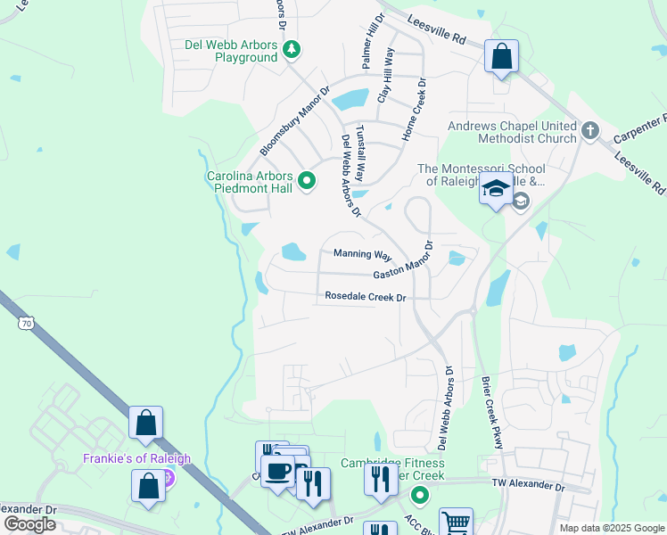 map of restaurants, bars, coffee shops, grocery stores, and more near 807 Gaston Manor Drive in Durham