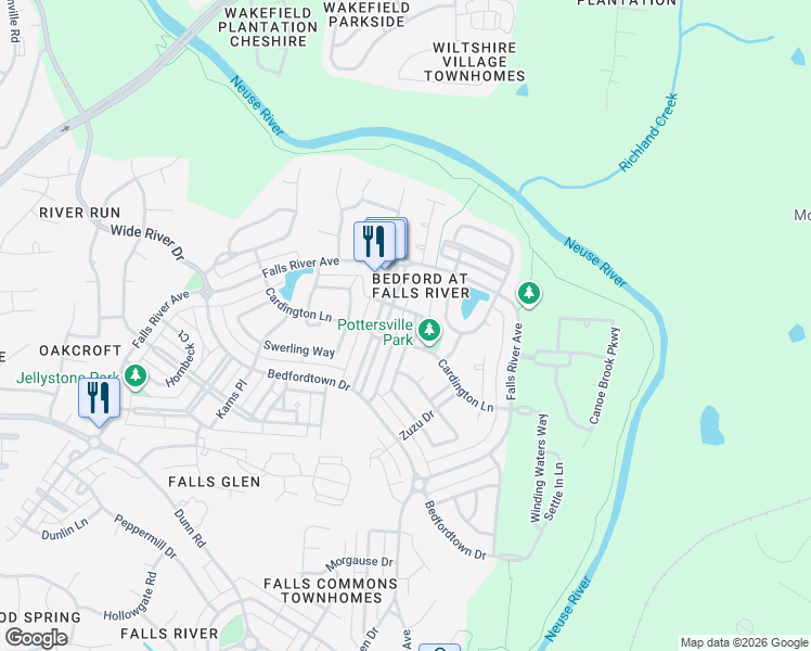 map of restaurants, bars, coffee shops, grocery stores, and more near 2511 Happy Lane in Raleigh