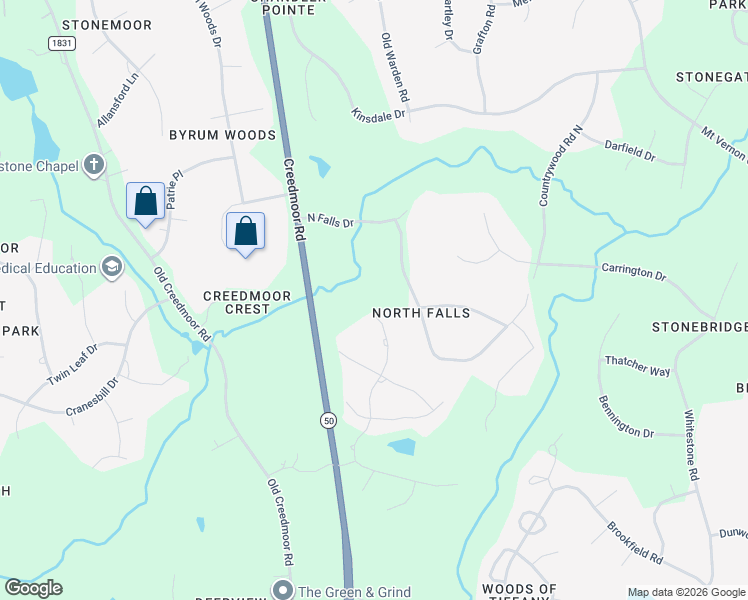 map of restaurants, bars, coffee shops, grocery stores, and more near 5428 Winding View Lane in Raleigh