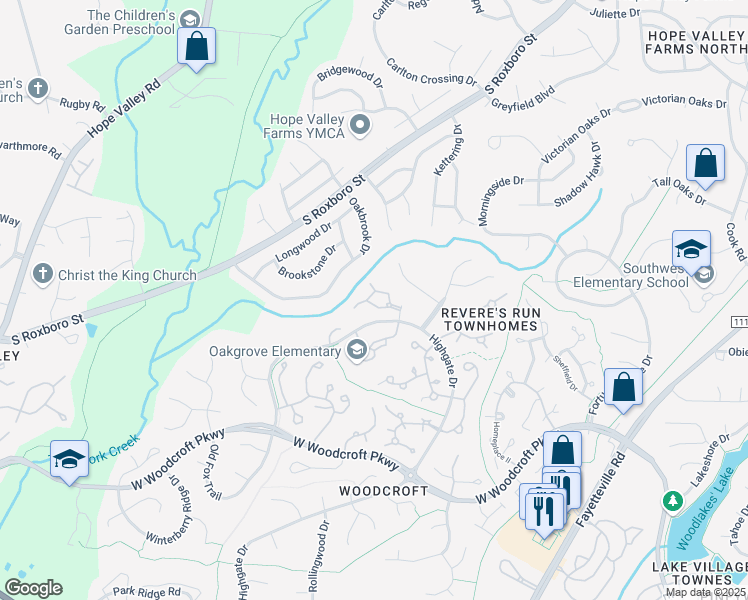 map of restaurants, bars, coffee shops, grocery stores, and more near 3775 Highgate Drive in Durham