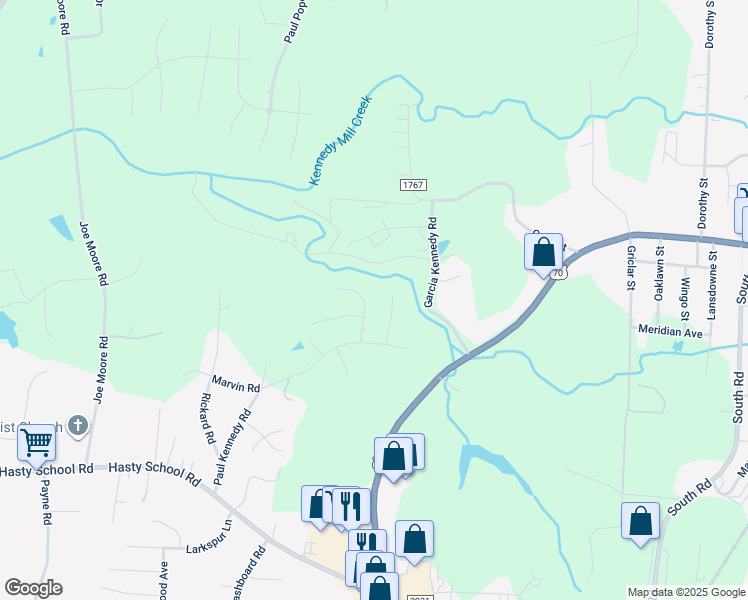 map of restaurants, bars, coffee shops, grocery stores, and more near 14 Landon Ln in Thomasville