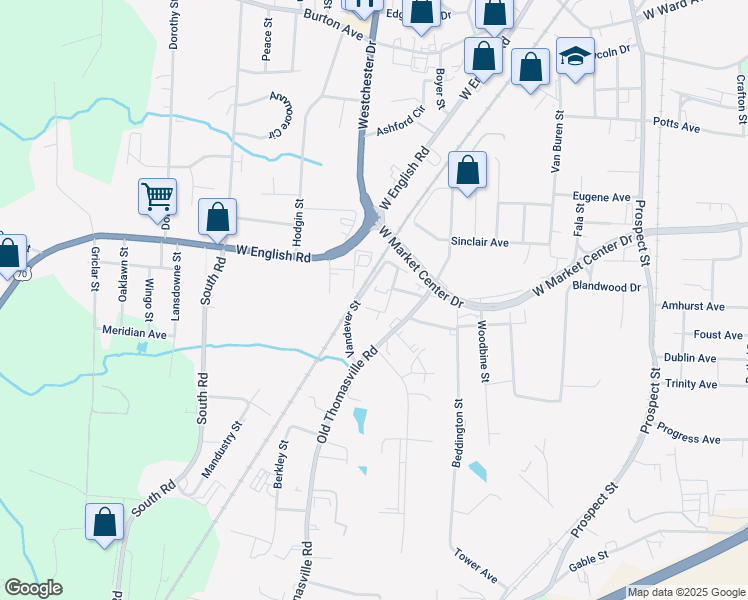 map of restaurants, bars, coffee shops, grocery stores, and more near 206 Northview Street in High Point