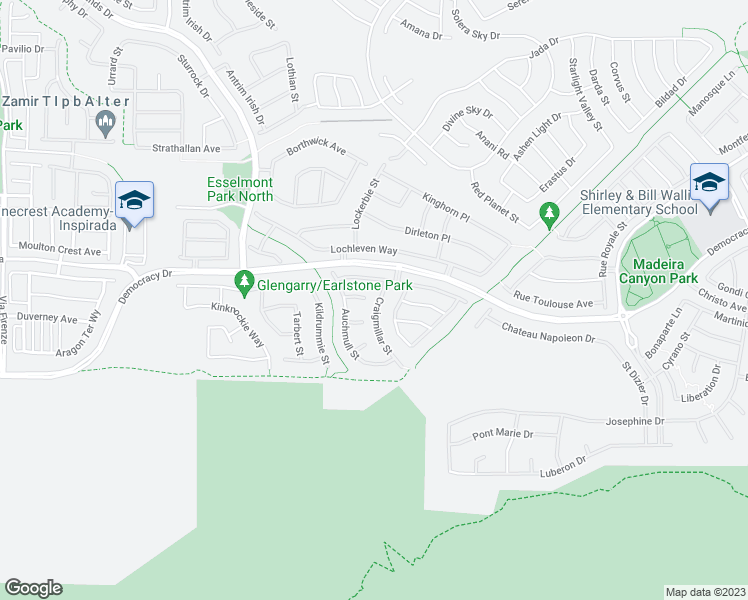 map of restaurants, bars, coffee shops, grocery stores, and more near 2729 Craigmillar Street in Henderson
