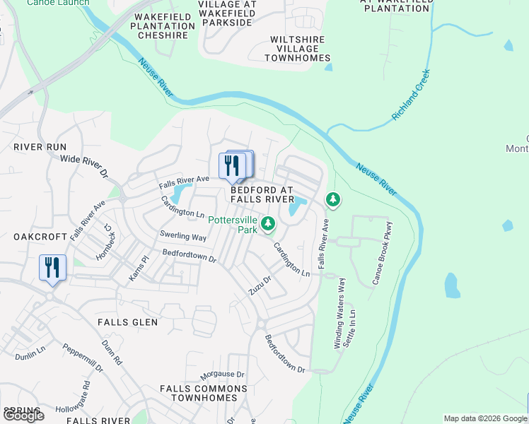 map of restaurants, bars, coffee shops, grocery stores, and more near 10432 Chandler Way in Raleigh