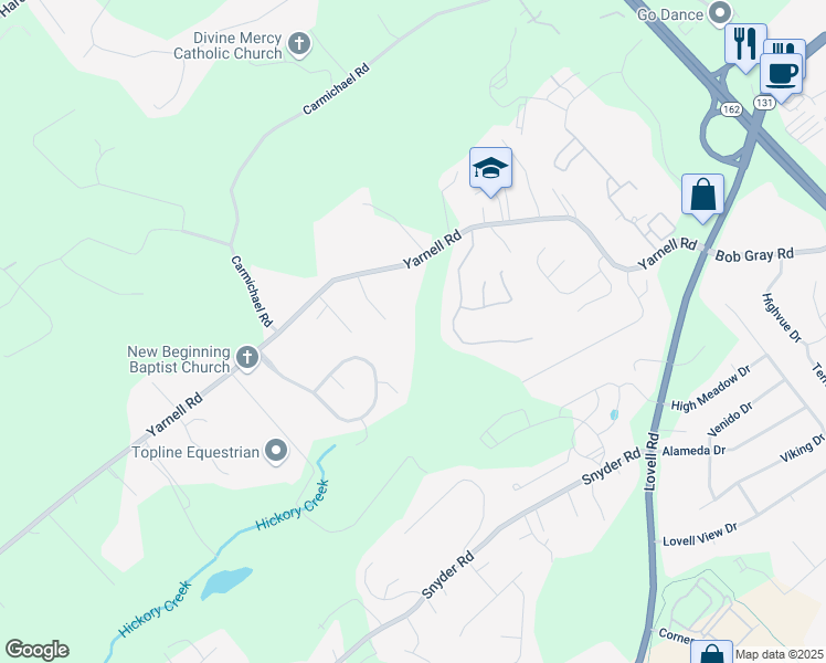 map of restaurants, bars, coffee shops, grocery stores, and more near 11102 Yarnell Road in Knoxville