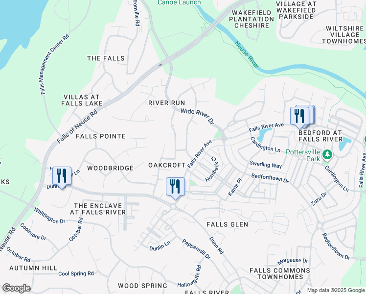 map of restaurants, bars, coffee shops, grocery stores, and more near 10216 Thoughtful Spot Way in Raleigh