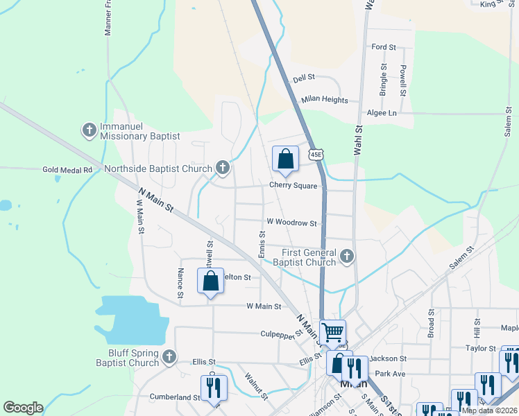 map of restaurants, bars, coffee shops, grocery stores, and more near 2038 West Woodrow Street in Milan