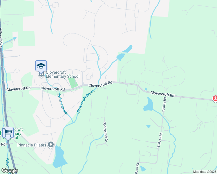 map of restaurants, bars, coffee shops, grocery stores, and more near 9405 Clovercroft Road in Franklin