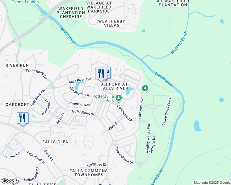 map of restaurants, bars, coffee shops, grocery stores, and more near 2736 Cloud Mist Circle in Raleigh