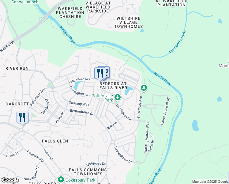map of restaurants, bars, coffee shops, grocery stores, and more near 2736 Cloud Mist Circle in Raleigh