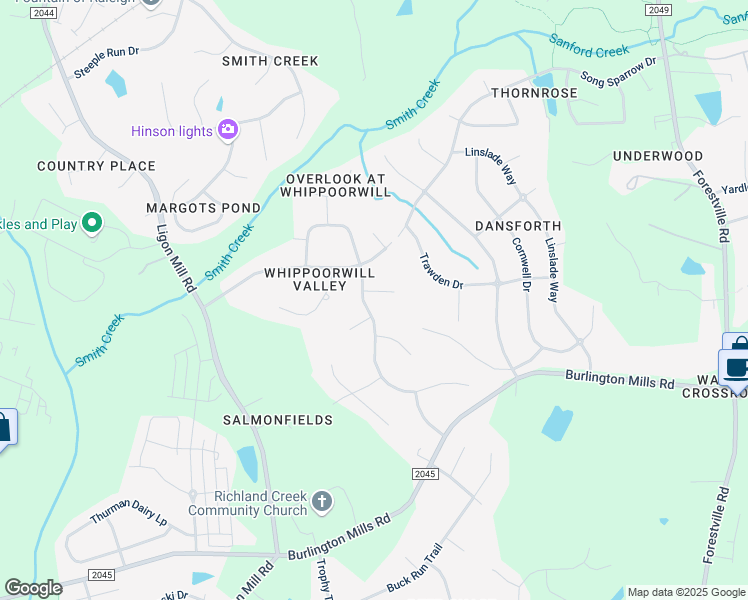 map of restaurants, bars, coffee shops, grocery stores, and more near 3600 Herring Gull Place in Wake Forest