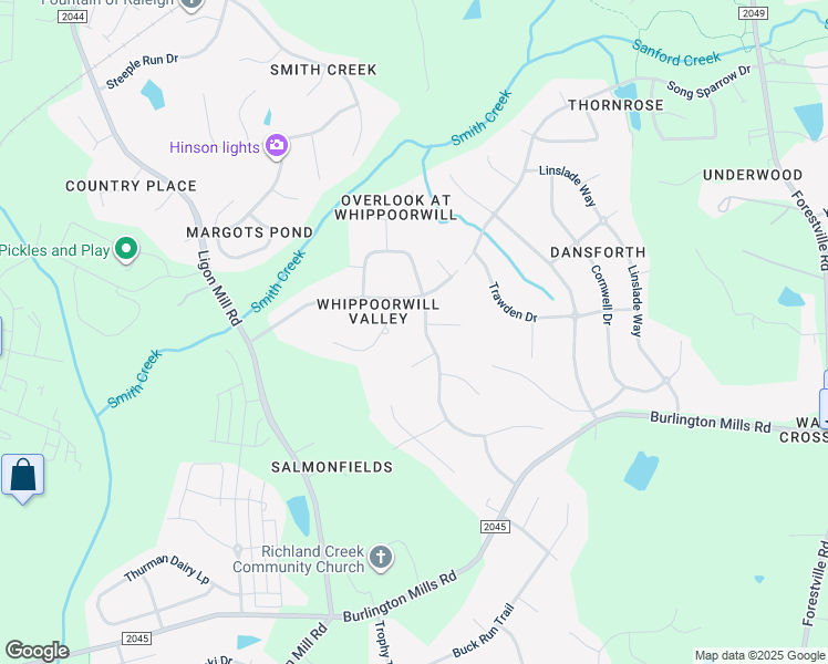 map of restaurants, bars, coffee shops, grocery stores, and more near 5513 Chimney Swift Drive in Wake Forest
