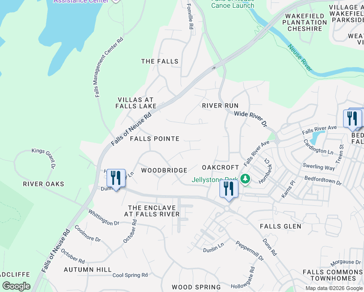 map of restaurants, bars, coffee shops, grocery stores, and more near 2005 Delta Woods Lane in Raleigh