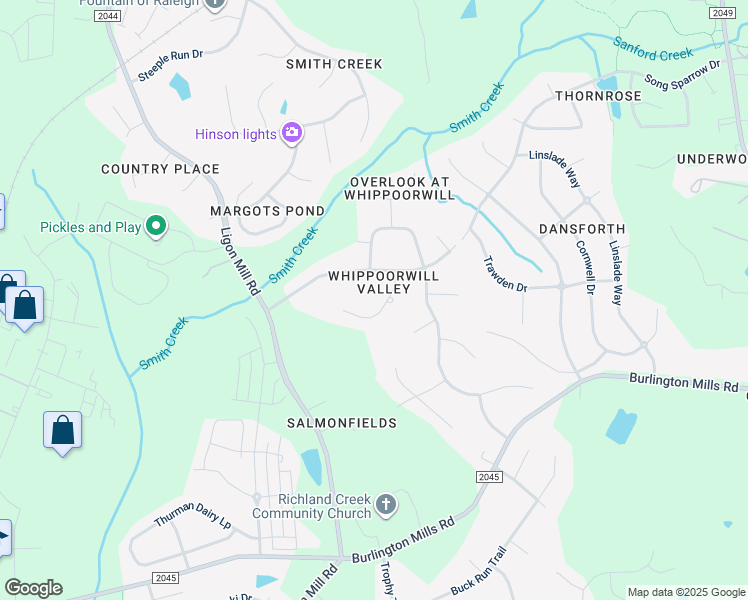 map of restaurants, bars, coffee shops, grocery stores, and more near 3436 Song Sparrow Drive in Wake Forest
