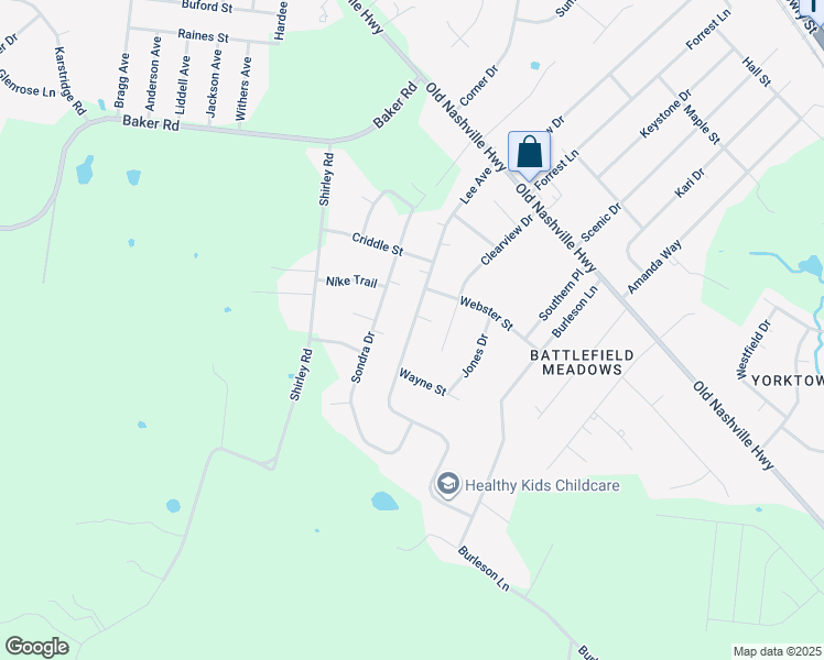map of restaurants, bars, coffee shops, grocery stores, and more near 6225 Lee Avenue in Murfreesboro