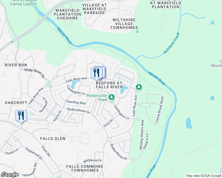map of restaurants, bars, coffee shops, grocery stores, and more near in Raleigh