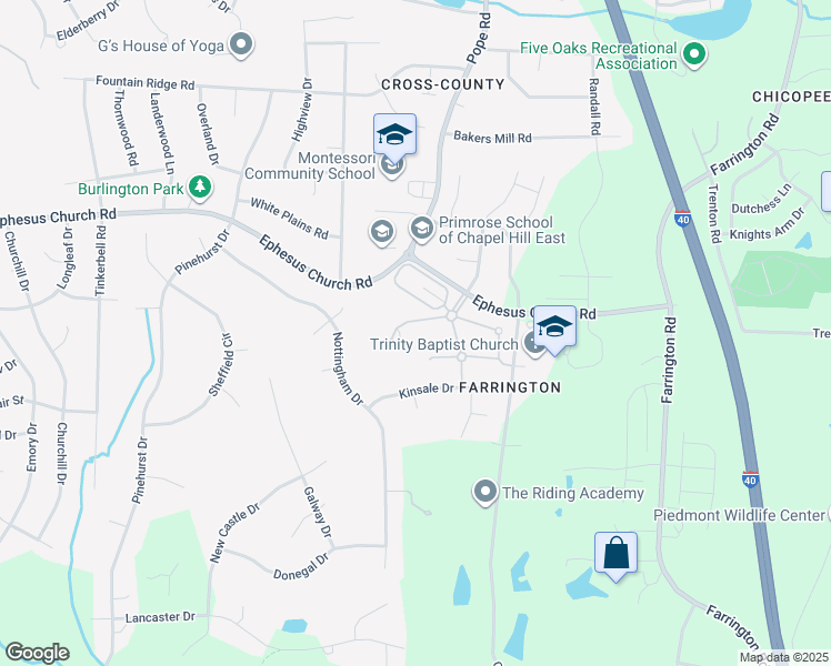 map of restaurants, bars, coffee shops, grocery stores, and more near 8 Portofino Place in Durham
