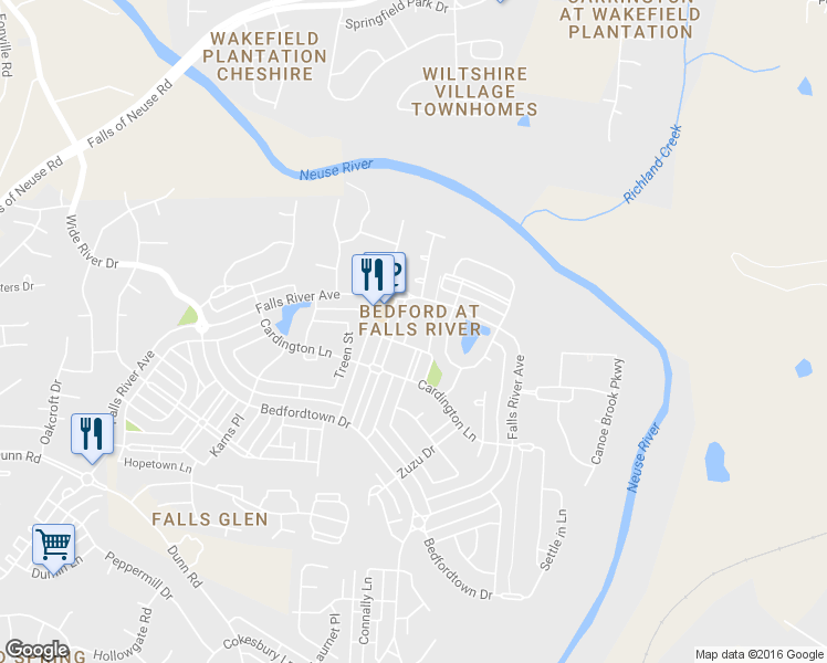 map of restaurants, bars, coffee shops, grocery stores, and more near 2625 Saint Paul's Square in Raleigh