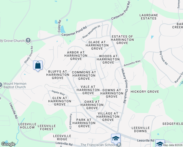 map of restaurants, bars, coffee shops, grocery stores, and more near 12300 Inglehurst Drive in Raleigh
