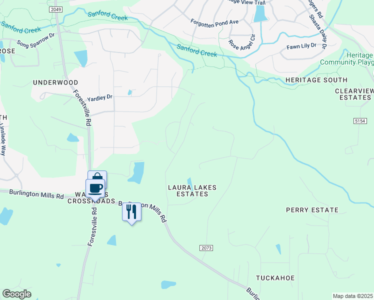 map of restaurants, bars, coffee shops, grocery stores, and more near 11128 Ivy Creek Trail in Wake Forest