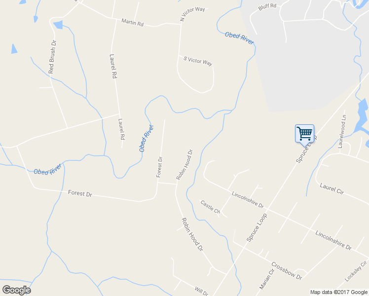 map of restaurants, bars, coffee shops, grocery stores, and more near 707 Robin Hood Drive in Crossville