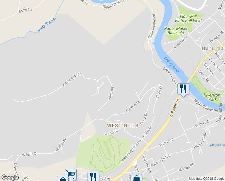map of restaurants, bars, coffee shops, grocery stores, and more near 260 Ahler Road in Harriman