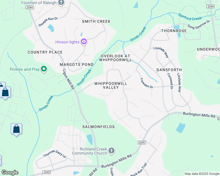 map of restaurants, bars, coffee shops, grocery stores, and more near 5537 Townsend Warbler Court in Wake Forest