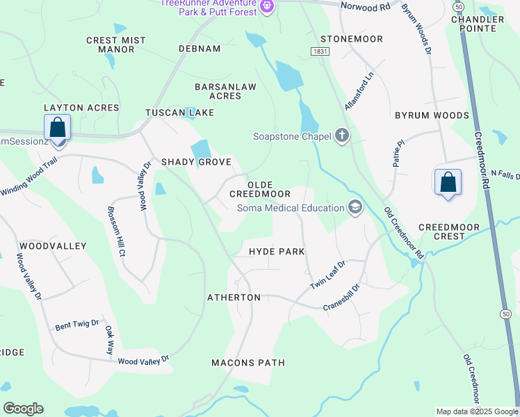 map of restaurants, bars, coffee shops, grocery stores, and more near 5317 Deergrass Court in Raleigh